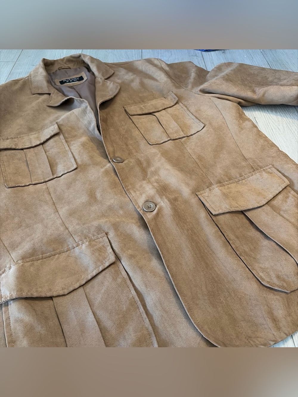 Vintage Brown Suede Utility Jacket - Picture 3 of 4